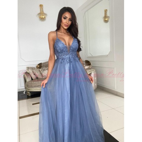 Suknia tiulowa maxi Marlen blue jeans