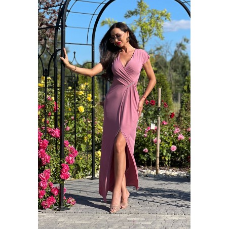 Sukienka dopasowana maxi PLUS SIZE Dally jagodowy róż