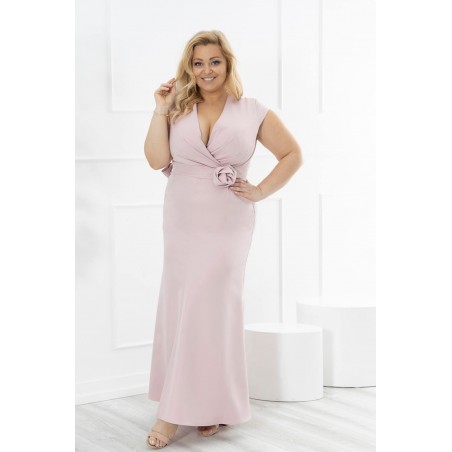 Suknia wizytowa maxi PLUS SIZE Donna pudrowy róż