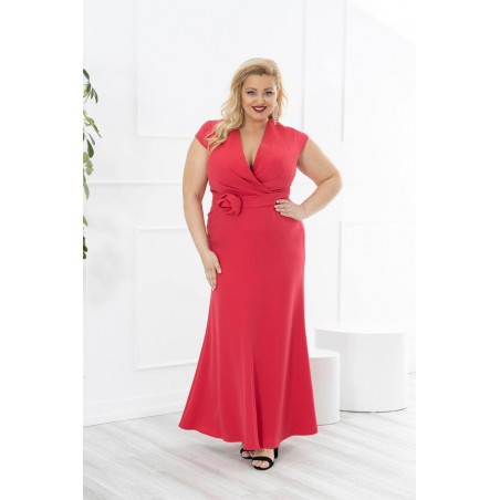 Suknia wizytowa maxi PLUS SIZE Donna malinowa