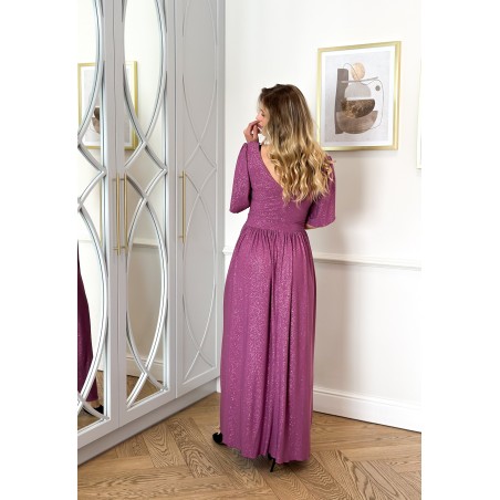 Sukienka maxi PLUS SIZE Fenix brokatowa jagodowa