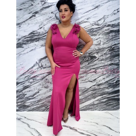 Sukienka dopasowana maxi plus size Debora amarantowa