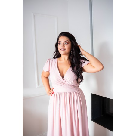 Sukienka maxi Carlotta PLUS SIZE delikatny róż